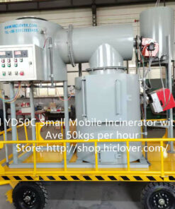 Small Mobile Incinerator with Trailer ave 50kgs per hour Model YD50C Mobile